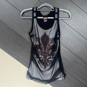 Harley Davidson Tank‎ Top w/ Sheer Overlay VTG